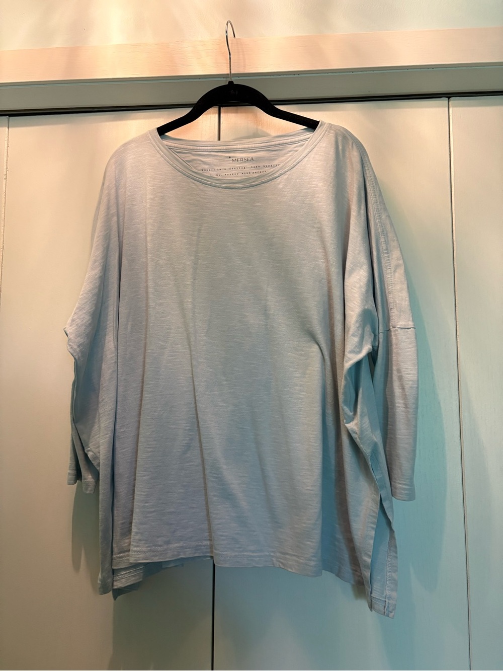 Relaxed Blue 3/4 Sleeve Women's Top